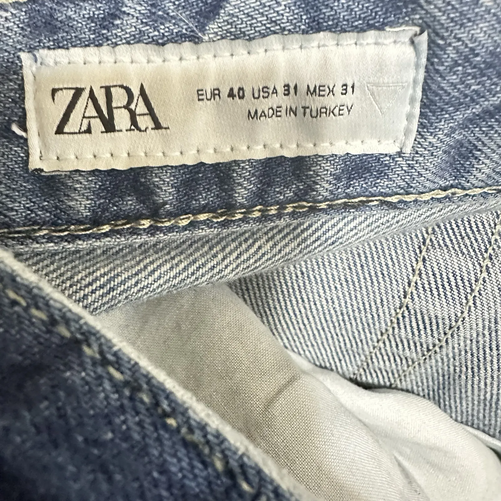 ZARA Womens Two Toned Baggy Jeans Straight Leg Size‎ 31 Contrast Denim Boyfriend - Image 5