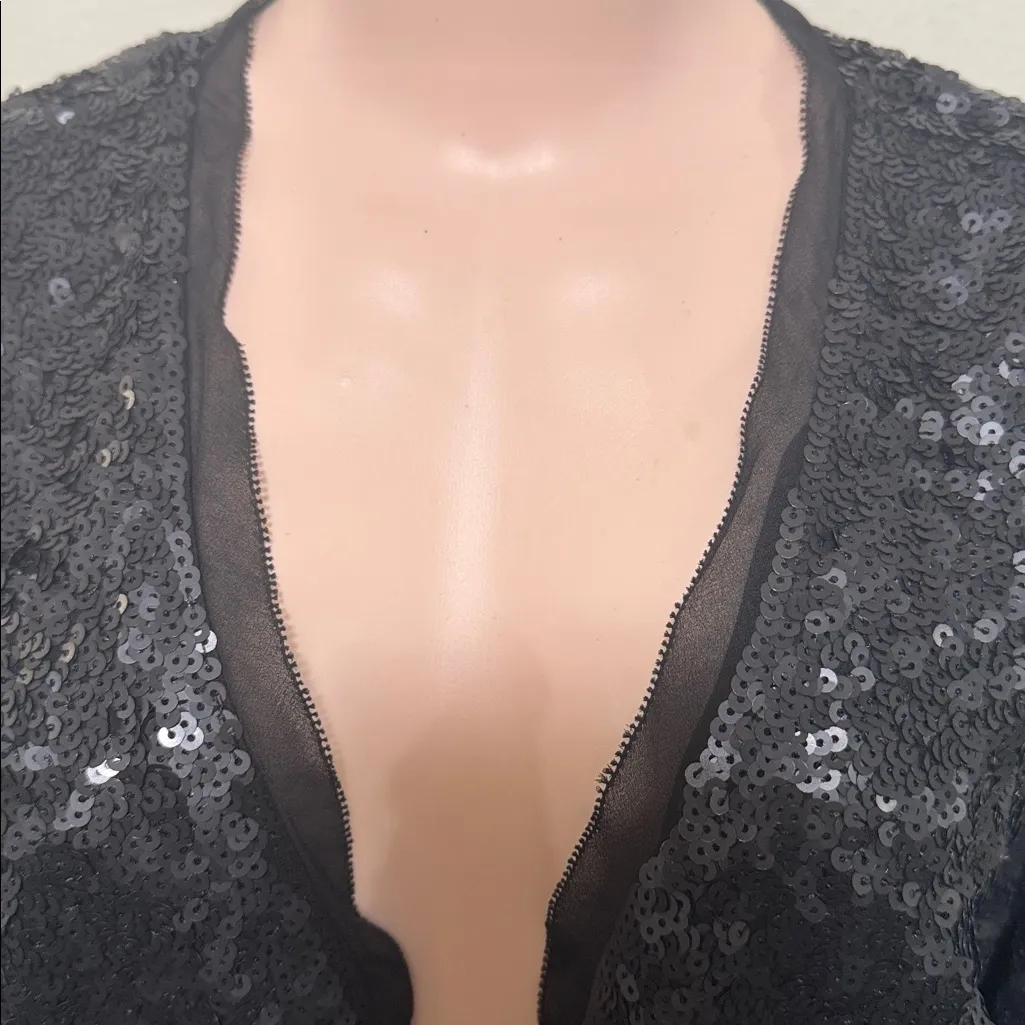 Talbots Silk & sequin black grace fit suit jacket & skirt woman size 10 - Image 3