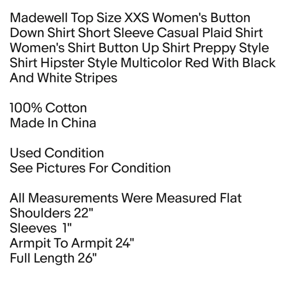 Top Size XXS Women's Button Down Shirt Short Sleeve Casual Plaid Shirt - Image 2