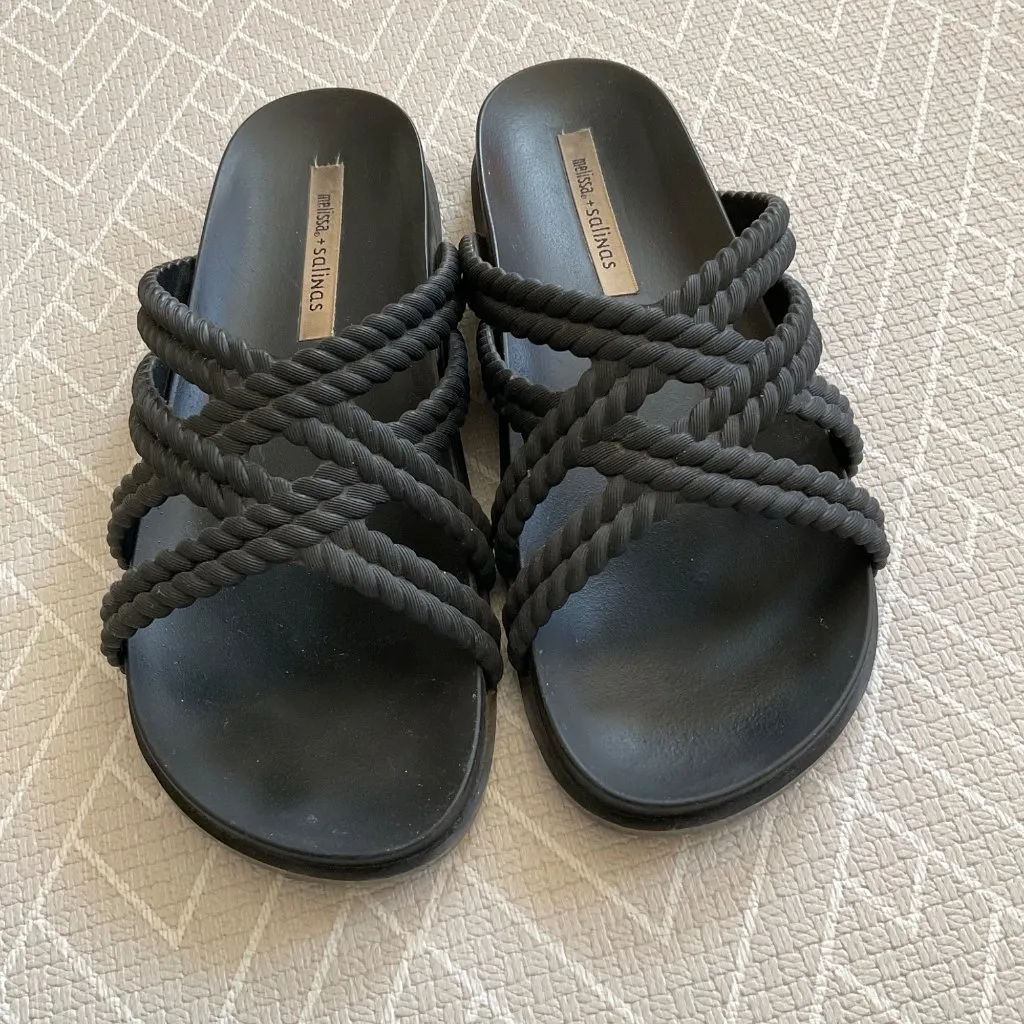 Melissa Black Braid gel sandal slippers Slide size6 eu37 - Image 2