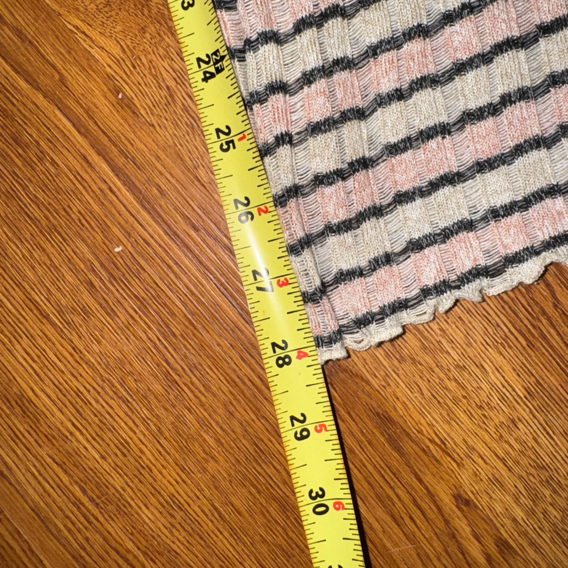 Zara Knit Pants Small Striped Stretchy High Rise Kick Flare Bootcut Lettuce Hem - Image 3