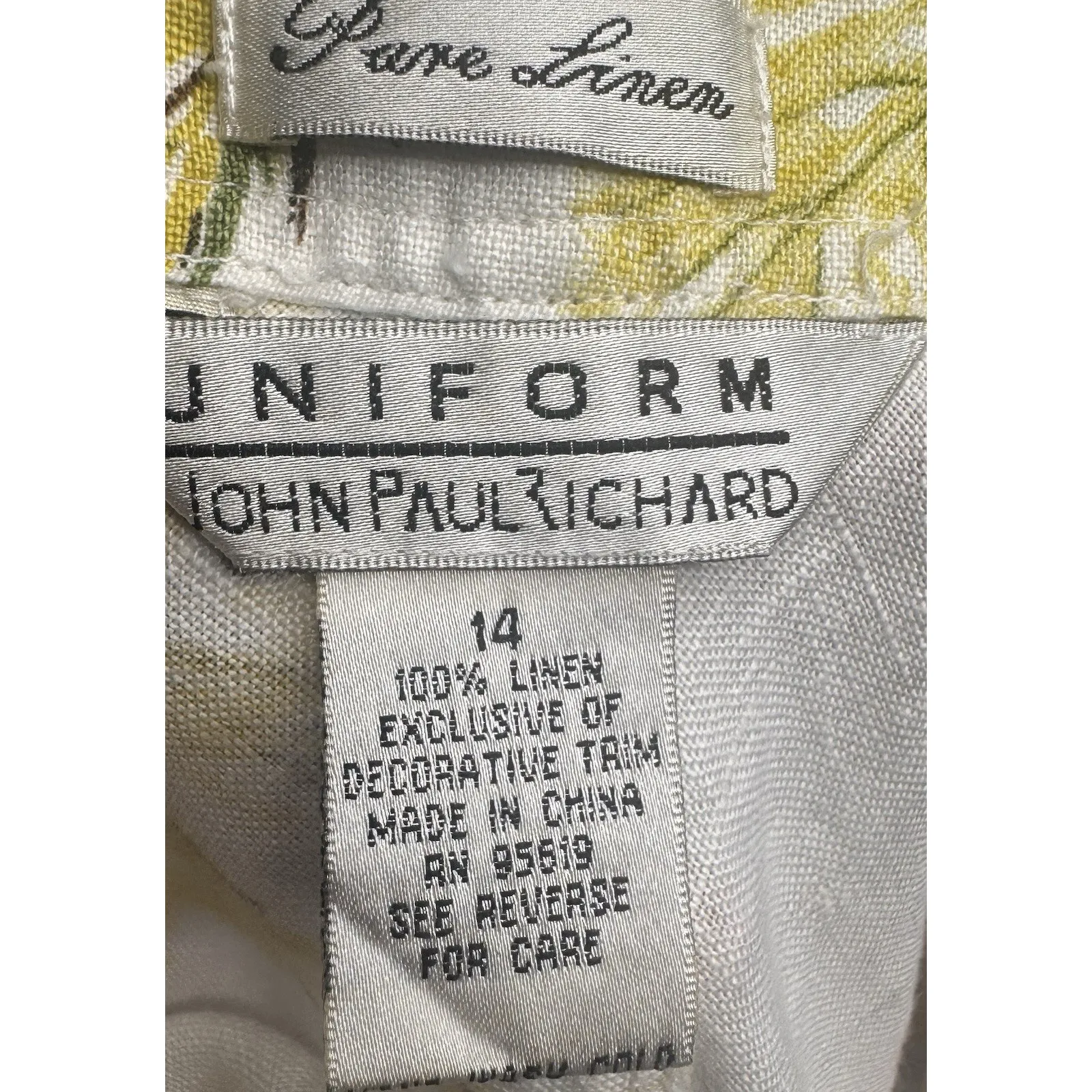 John Paul Richard Tropical Pure Linen Skirt Sz 14 Leaves Hibiscus Beach Umbrella - Image 13