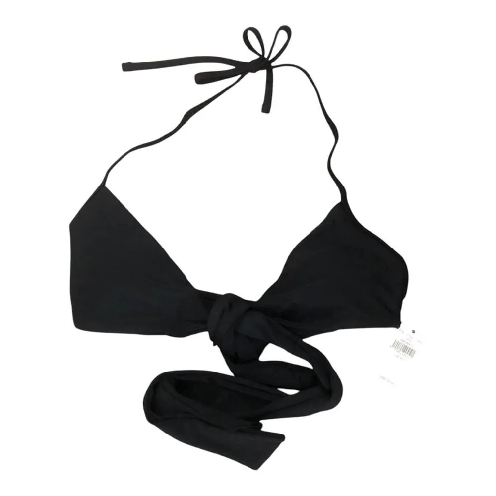 Aerie NWT Stylish Wrap Around Criss Cross Halter Bikini Top Black Size Small - Image 3