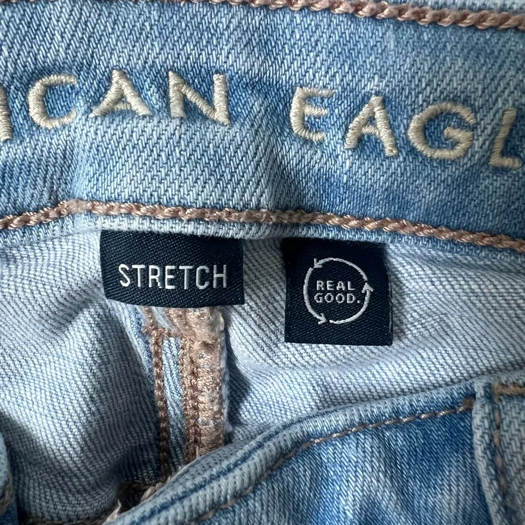 American Eagle Light Blue Stretch Kick Boot Crop Jeans Sz 0 short - Image 4