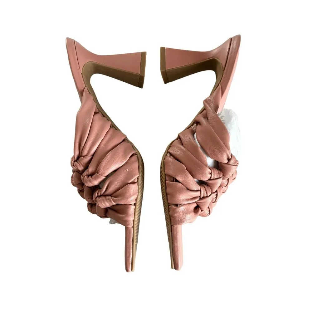 Open Edit Quinn Pink Dawn Knotted Straps Flared
Heel Sandals Size 8 - Image 3