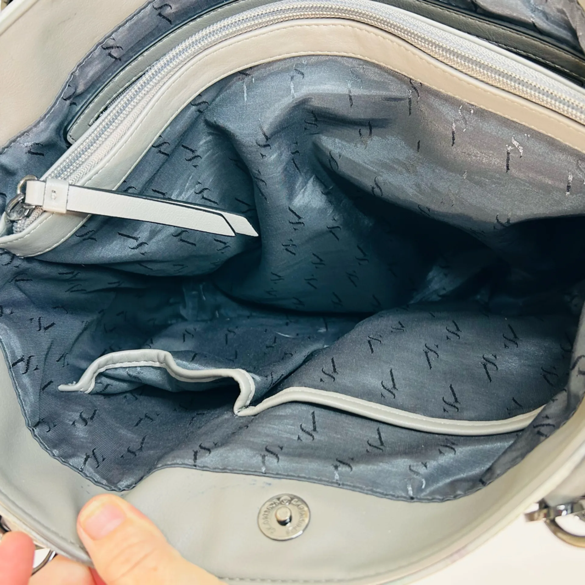 Simply Vera Vera Wang Grey Blue Tie Dye Marbled Tote Bag 12” x 15” - Image 9