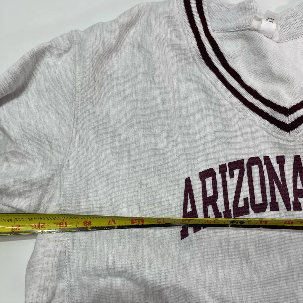 Champion Reverse Weave Cropped V Neck Gray Stripe L Crewneck Arizona State - Image 4
