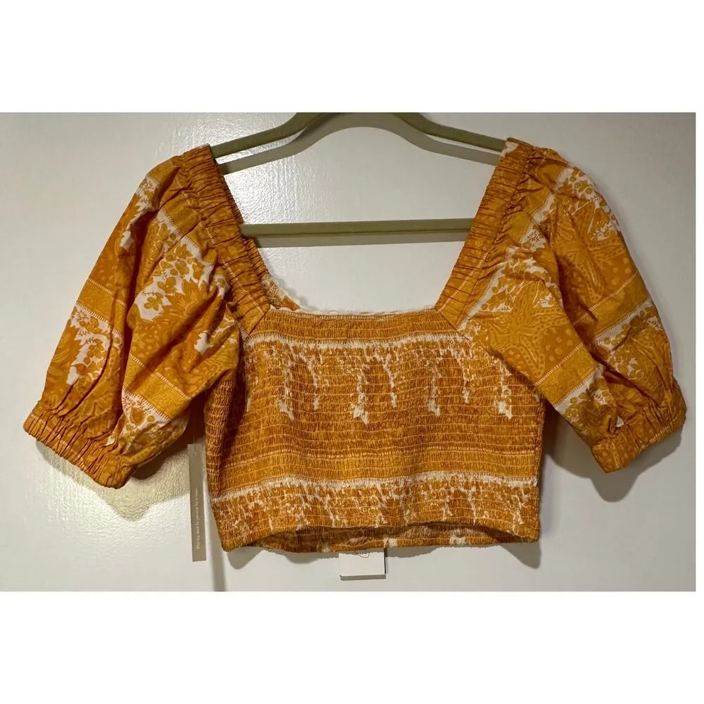 Cleobella Everly V-Neck Puff Sleeve Crop Top Size Medium NWT Coastal Boho - Image 8