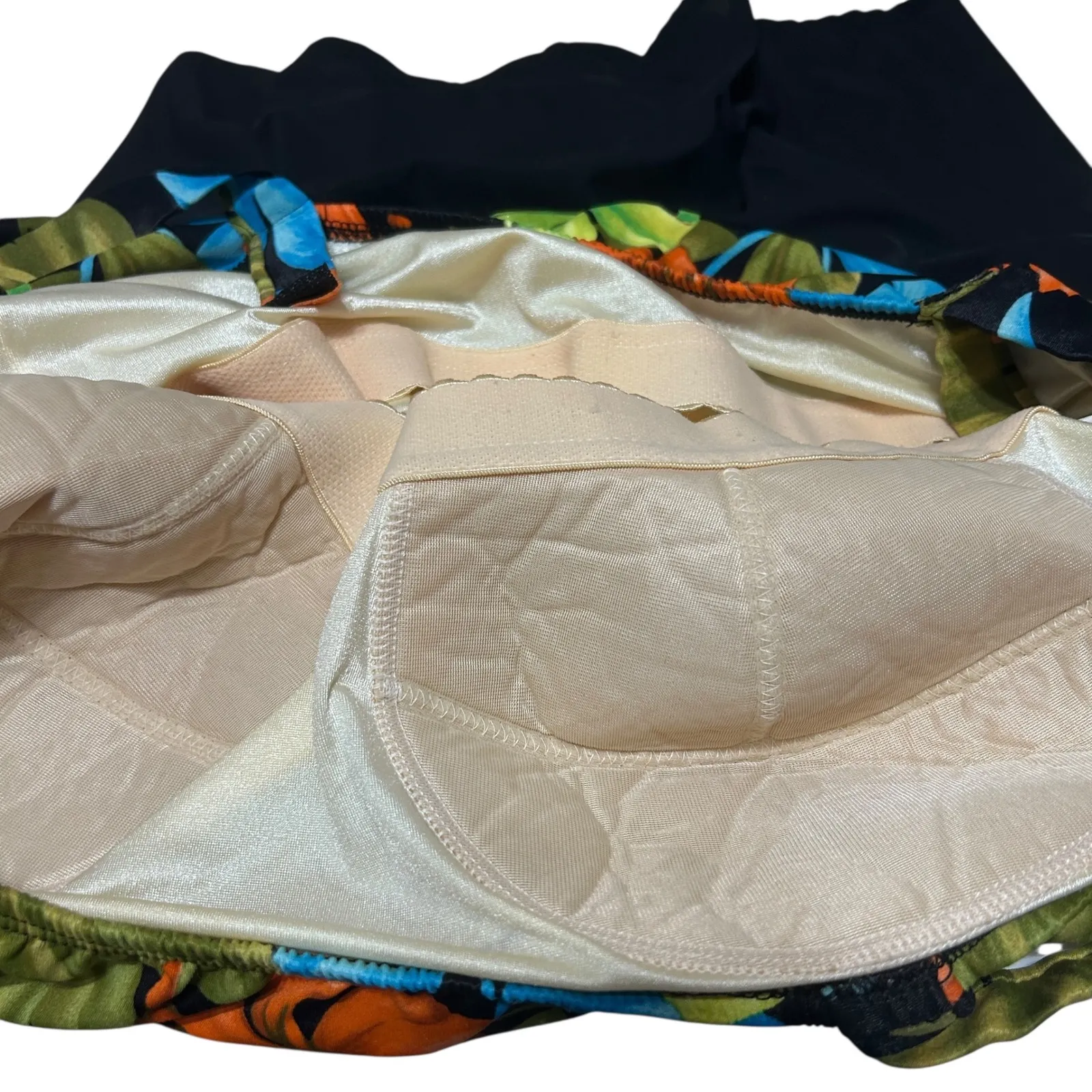 VTG It Figures Womens Floral Swimdress 22W Tropical One Piece Black Skirt Resort - Image 6