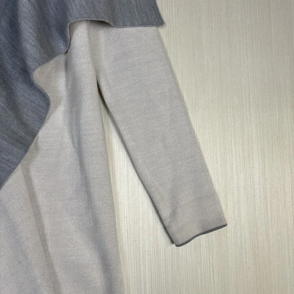 Women's Bar III Gray & Ivory Open-Front Waterfall Sweater Coat Sz S Cardigan‎ - Image 4