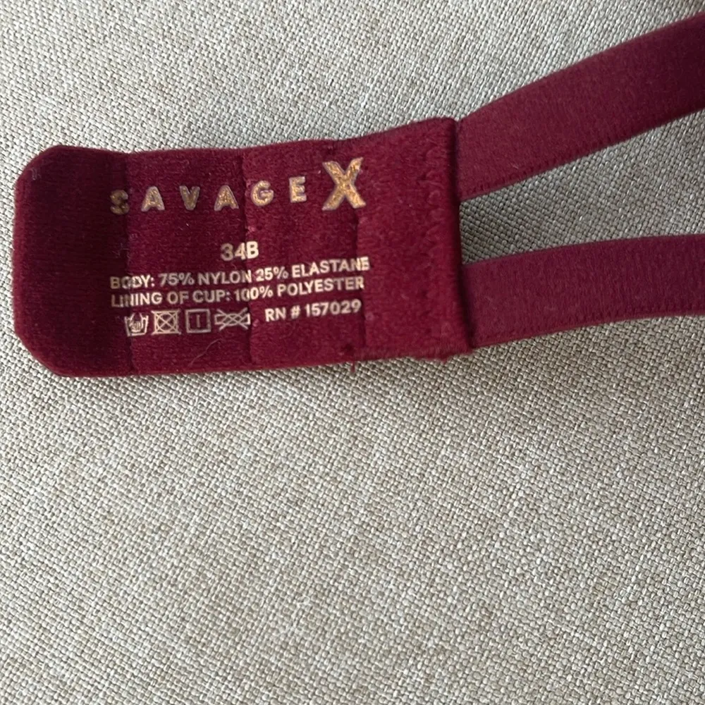 Savage X Fenty burgundy push-up demi bra size 34B - Image 3