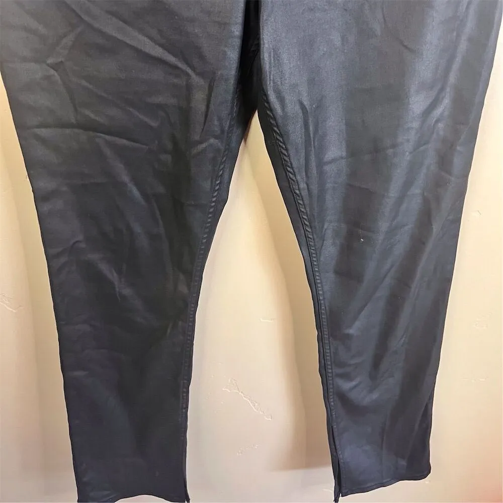 Abercrombie & Fitch Women's Black Faux‎ Leather Straight High Rise Pants Size 33 - Image 3