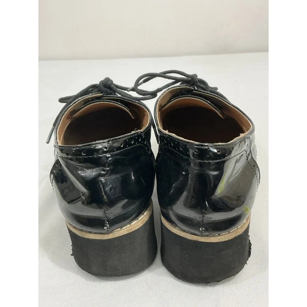 Womans Madden Girl Crystal Size 9.5 M Black Laceup Platform Oxford Shoes - Image 5