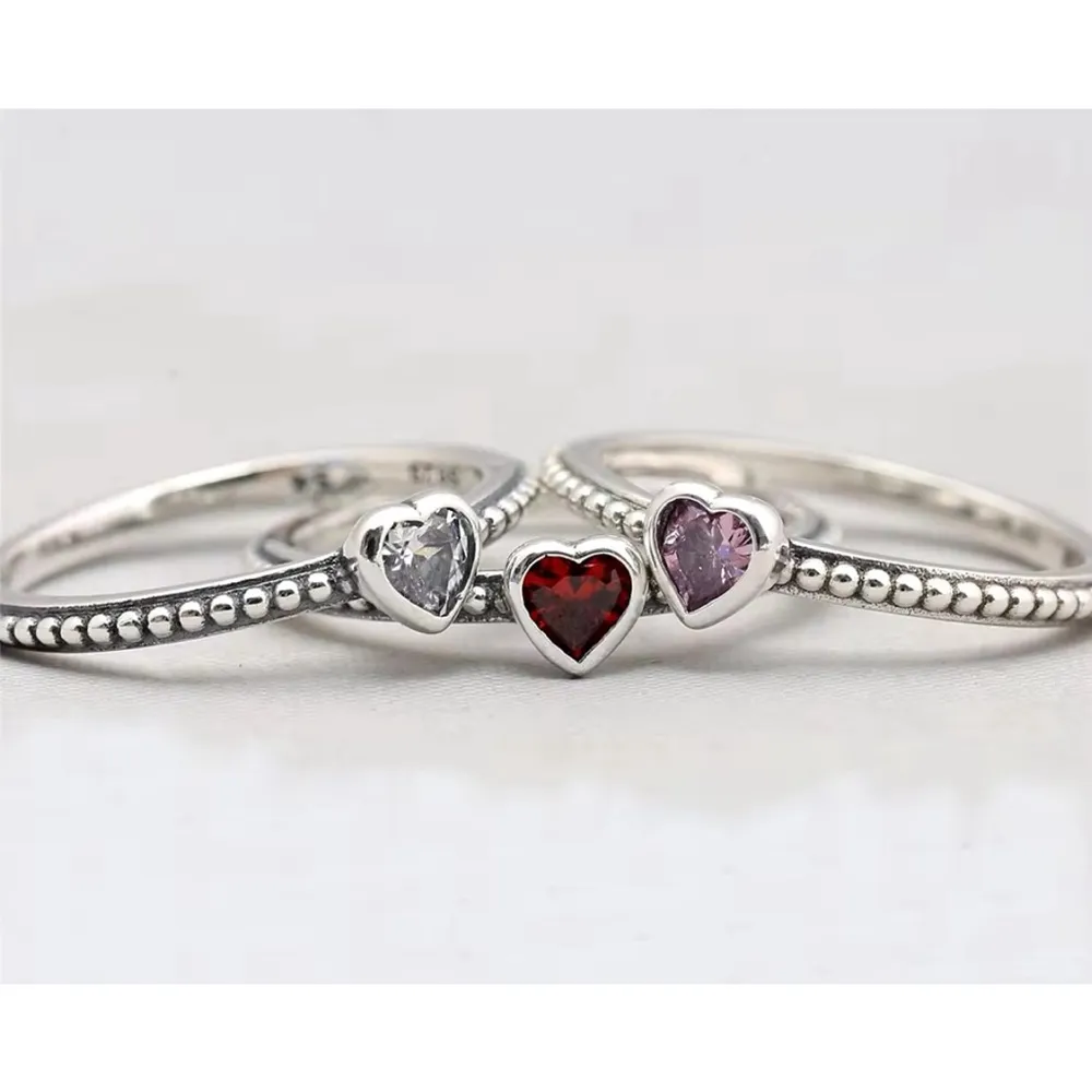 NEW‎ Women's Milgrain 925 Sterling Silver Diamond Simulant Heart Ring Size, 6 - Image 12
