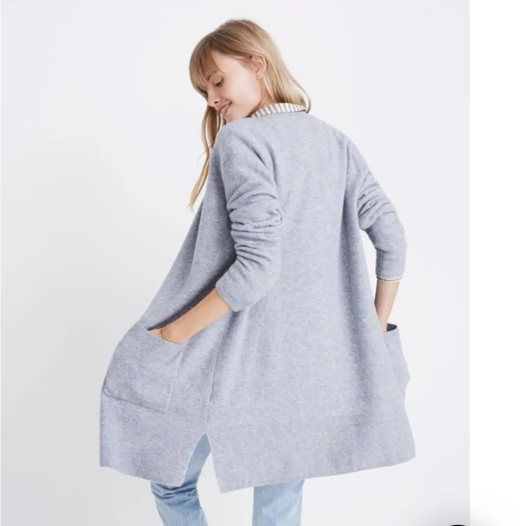 Madewell Kent Cardigan Sweater in Coziest Yarn in Heather Raindrop Size M EUC - Image 3