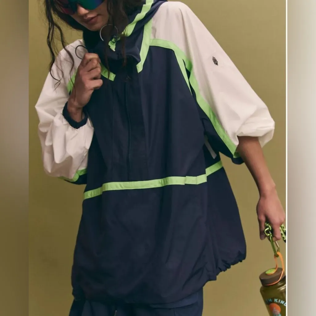 NWT Free People Care FP Like The Wind Logo Jacket in Midnight Navy Combo - Image 3