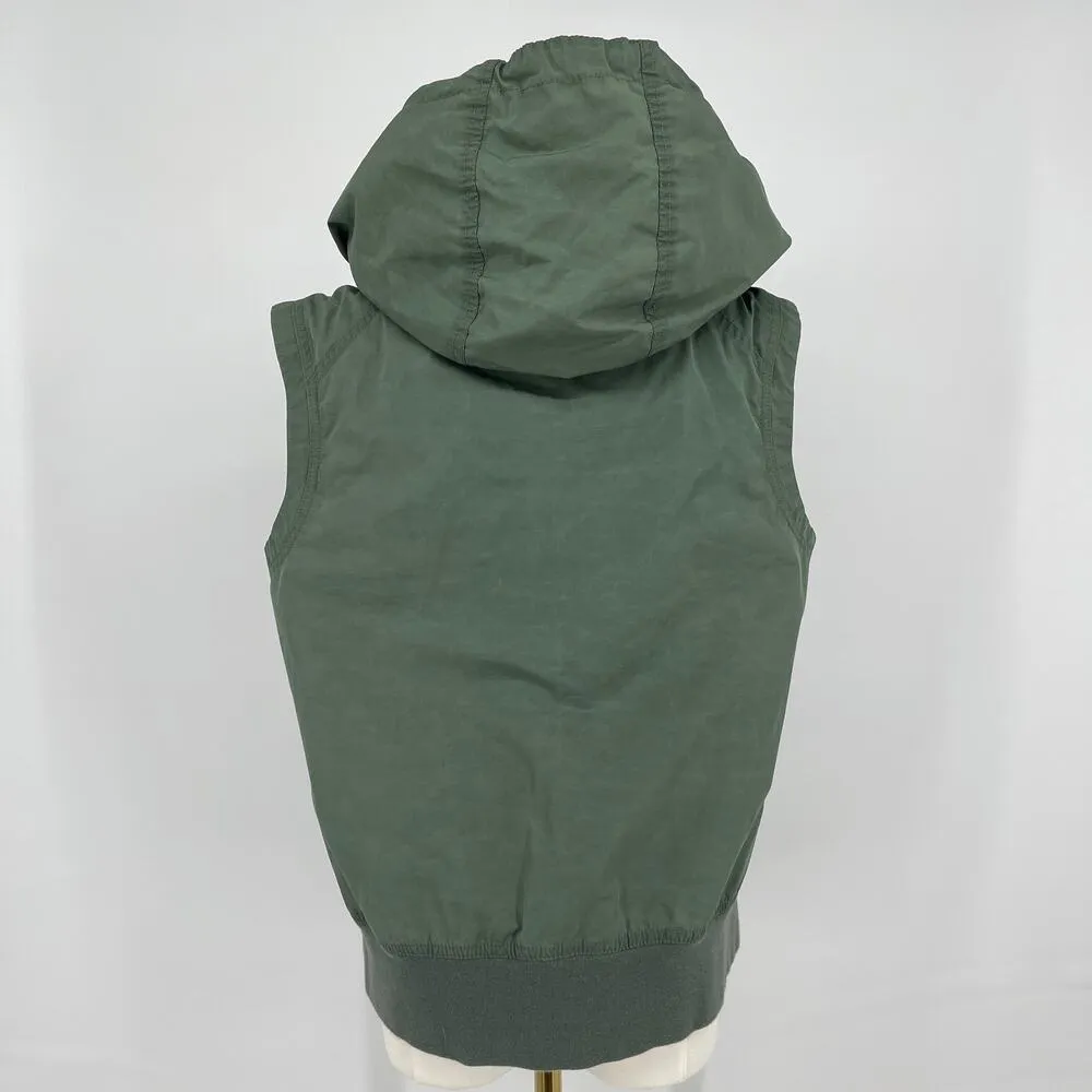 Sperry Top Sider Hide Away Hoodie Vest Thyme with Orange Accents Size Small - Image 6