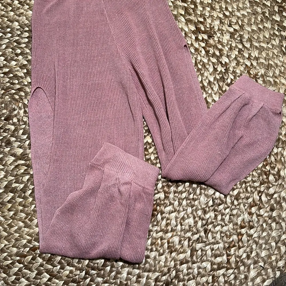 FREE PEOPLE RARE! Split Open Side Leg Ankle Wide Leg Knit Pants Size S - Image 5