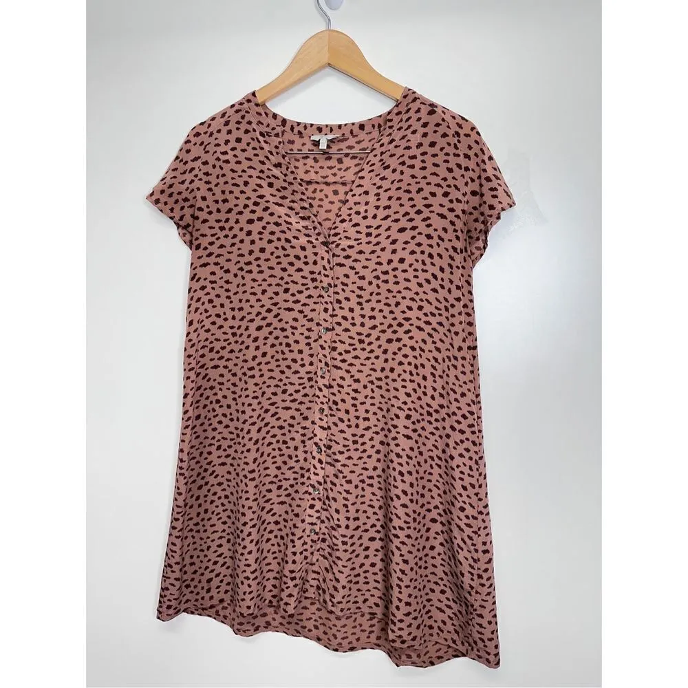 Joie Dress‎ Womens Small Animal Print 100% Silk V Neck Short Sleeve - Image 3