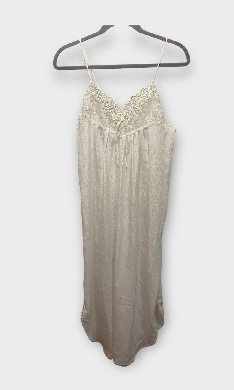 Carole Hochman Vintage Lingerie Nightgown Lace Trim Slip Dress White Small - Image 1