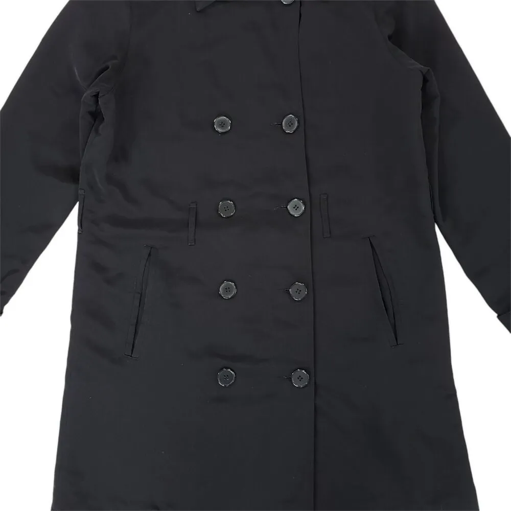 1 Madison Lightweight Womens Small Black Trench Coat Paisley Lining Pockets - Image 6