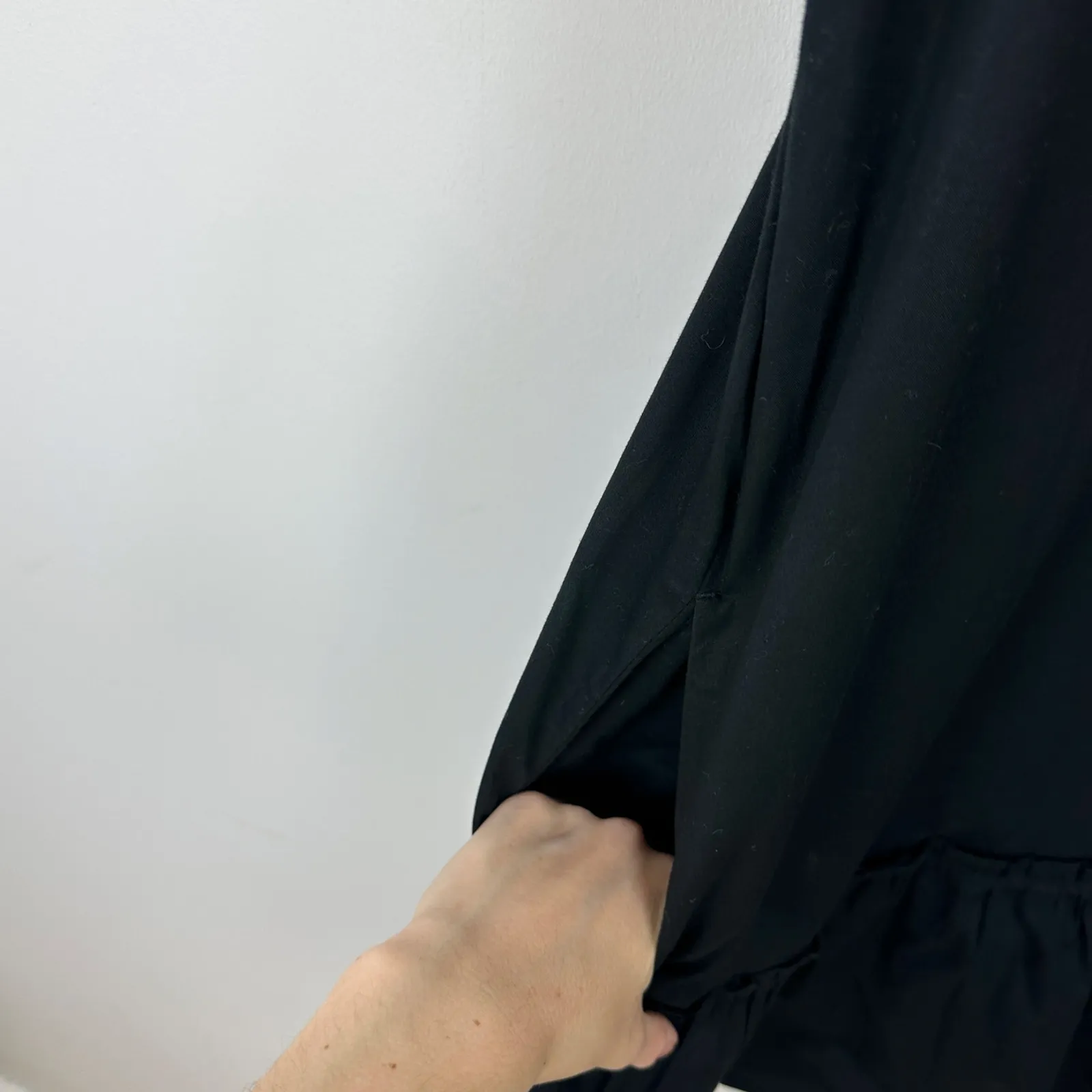 J.Crew Ruffle Sleeve Mini Shirt Dress Cotton Pockets Classic Black US 6 NWT - Image 8