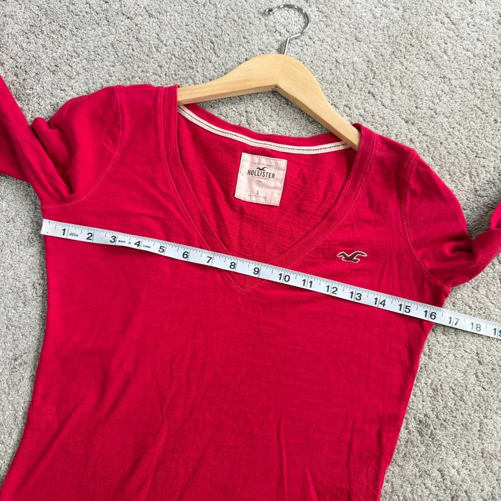 Hollister Women’s Y2K V-Neck Longsleeve Shirt Bella Swan Elena Gilbert in Red S - Image 10