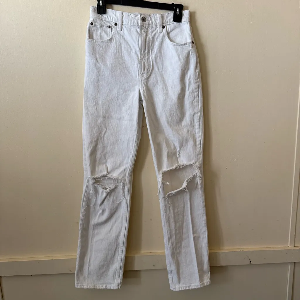 Abercrombie & Fitch The '90s Distressed Straight Ultra High Rise jeans white 4 - Image 2