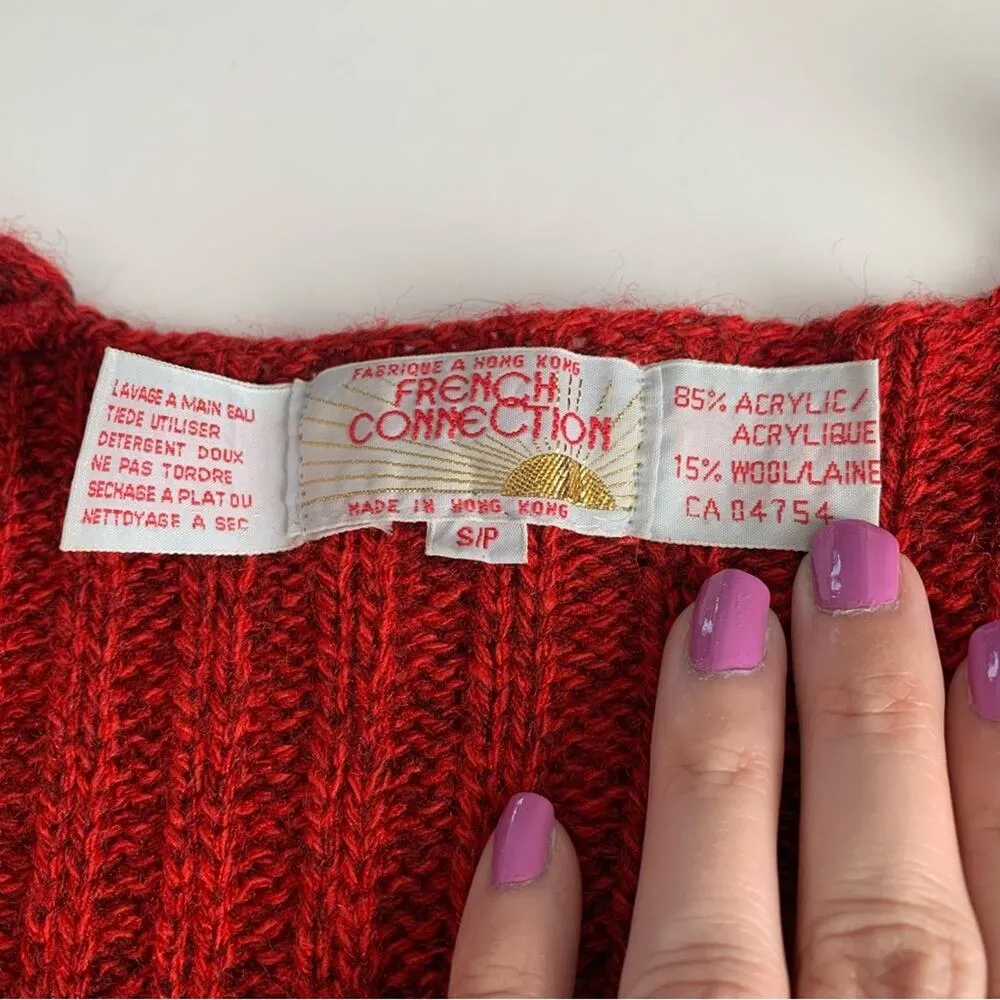 Vintage French Connection Red Wool Blend Sweater Vest Tunic Small - Image 2