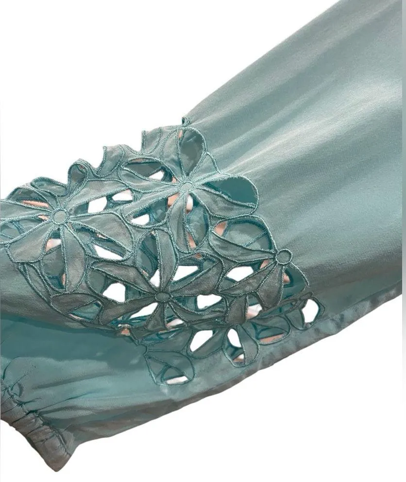 Lilly Pulitzer 100% Silk Elsa Poolside Blue Shirt - Image 5