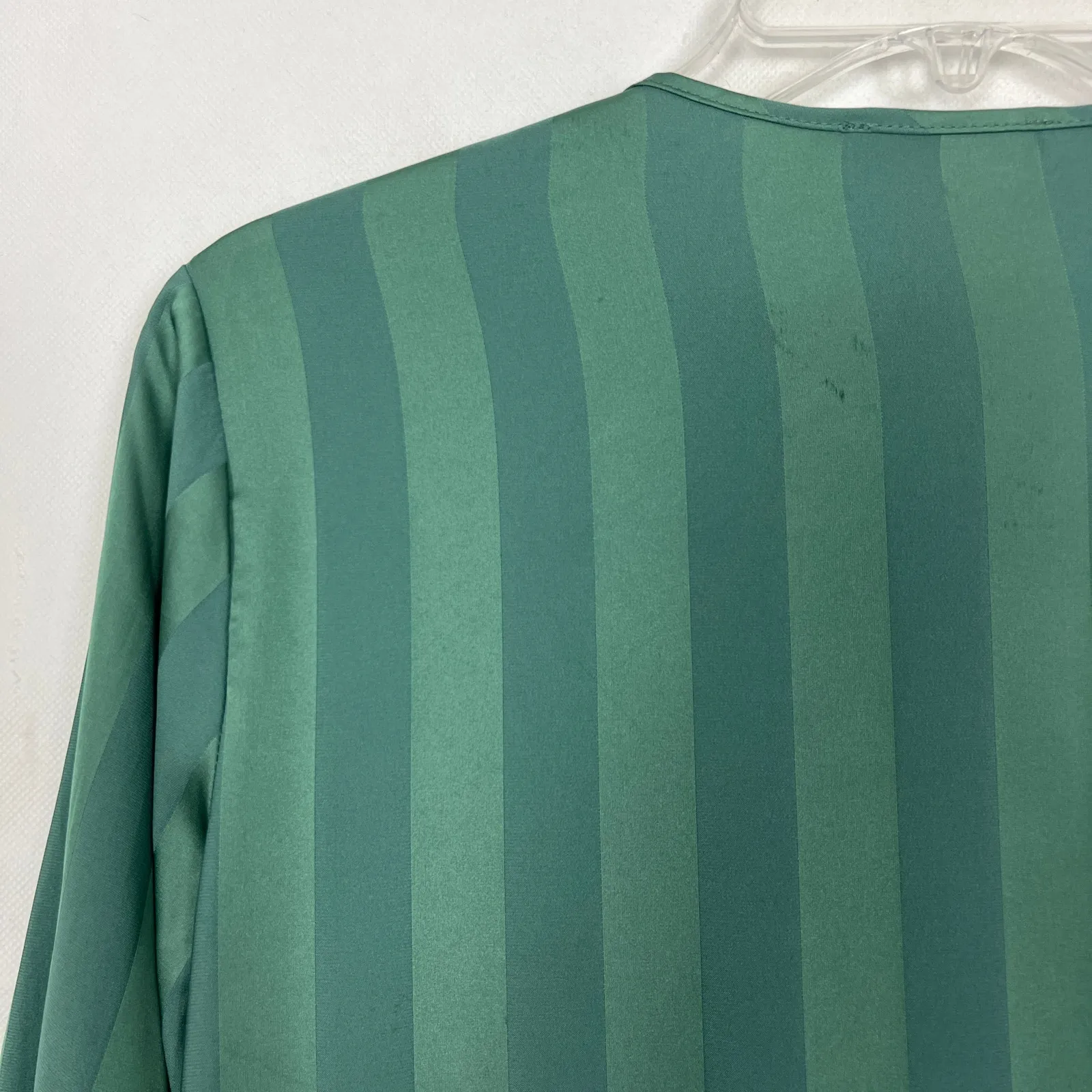 Lush Balloon Sleeves Tie-Front Striped Green Top XS - Image 8