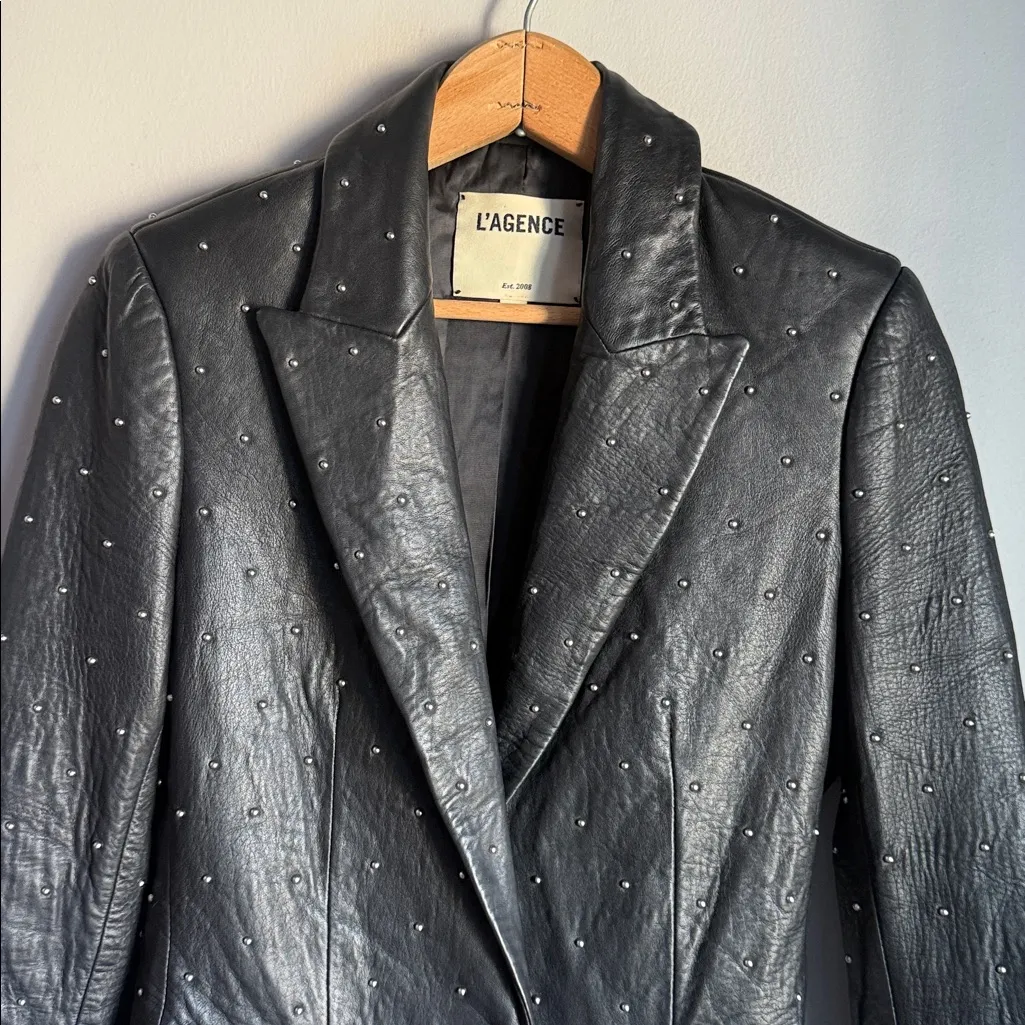 L'Agence Montegoi Studded Leather Blazer 0 - Image 6