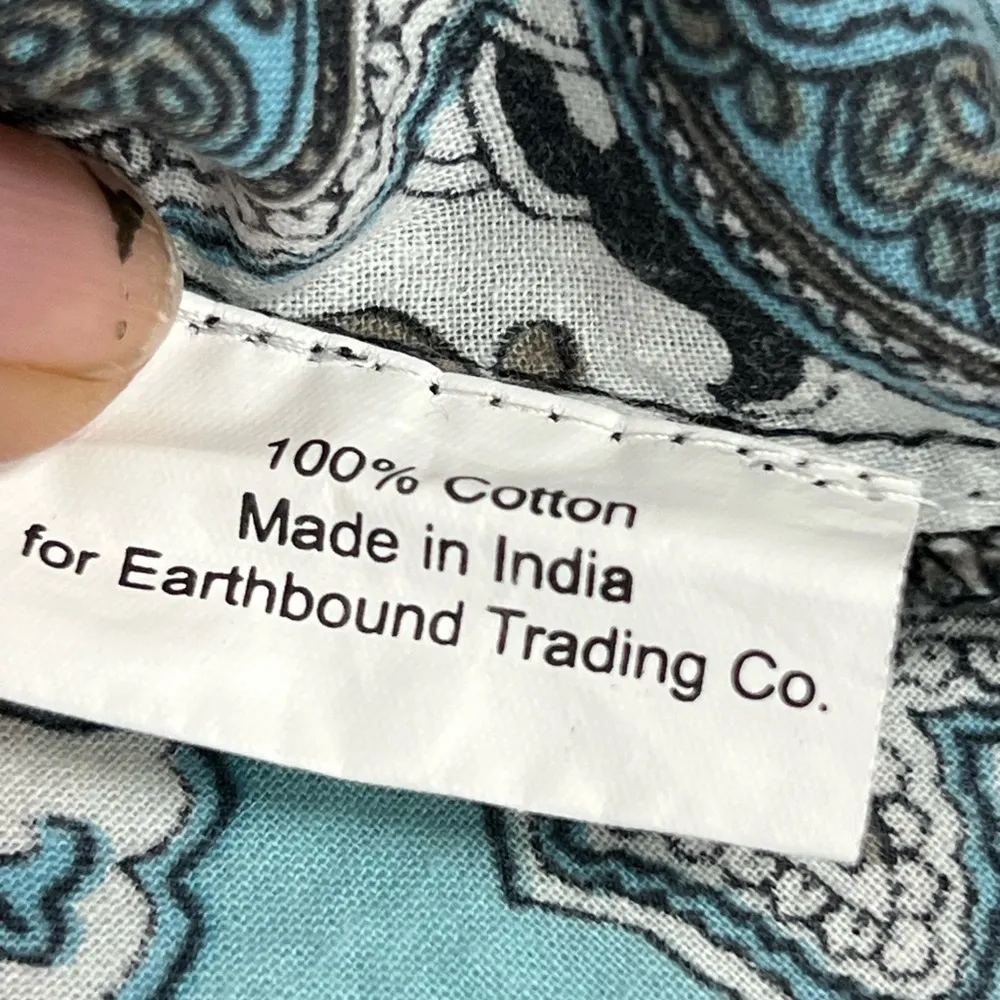 Earthbound Trading Co S Blue White Paisley Flared Leg Pants Womens Wide - Image 9