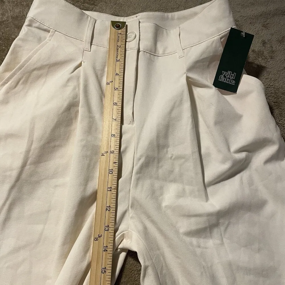 NWT Wild Fable Pants Womens Sz 2 Wide Leg Cream Ivory Trousers High Waist Modest - Image 8