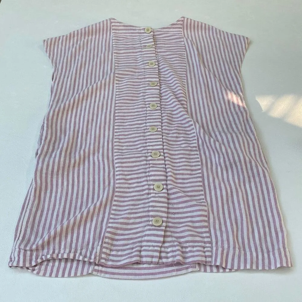 Madewell  Striped Linen Blend Top Pink White Women’s Size Large - Image 2