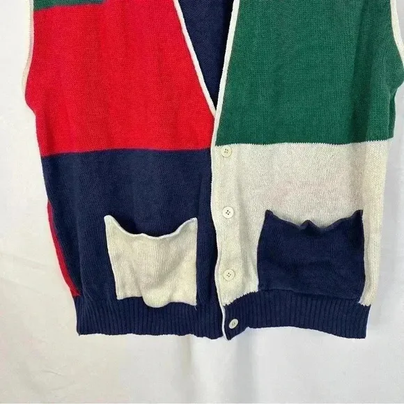 Boston Traders ‎ Sweater Vest Front Pockets Button Up Christmas Womens Size Large - Image 3