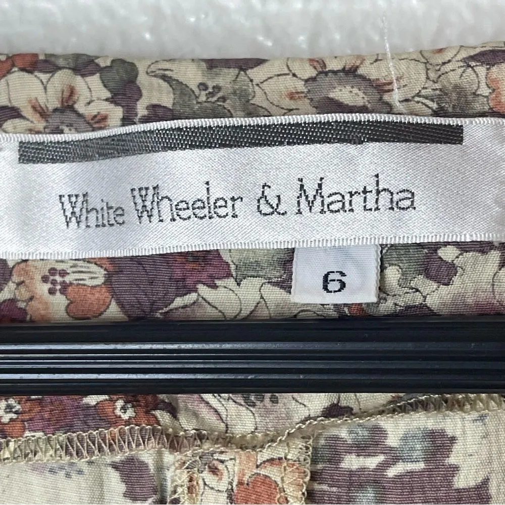 Vintage 90s White Wheeler & Martha Size 6 Floral Print Women's Maxi Dress Brown - Image 8