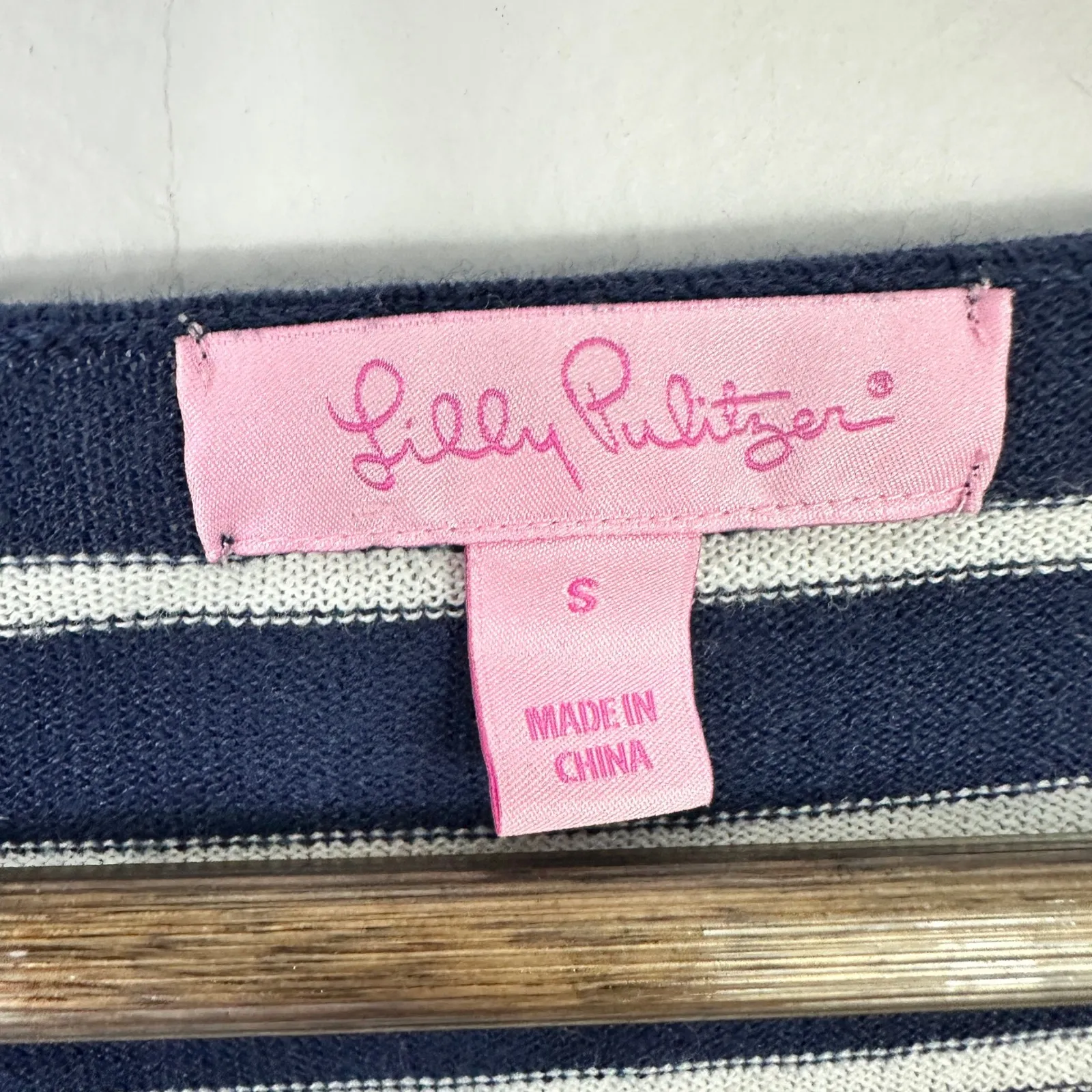 Lilly Pulitzer Top Small Navy Stripe Coastal Preppy Nautical Resort Tassel Hem - Image 2