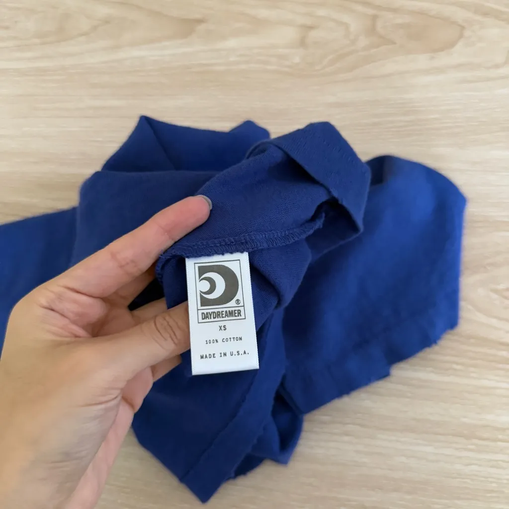 Daydreamer XS Having a Ball Vintage Tee Cherry Detail Royal Blue Distressed - Image 9