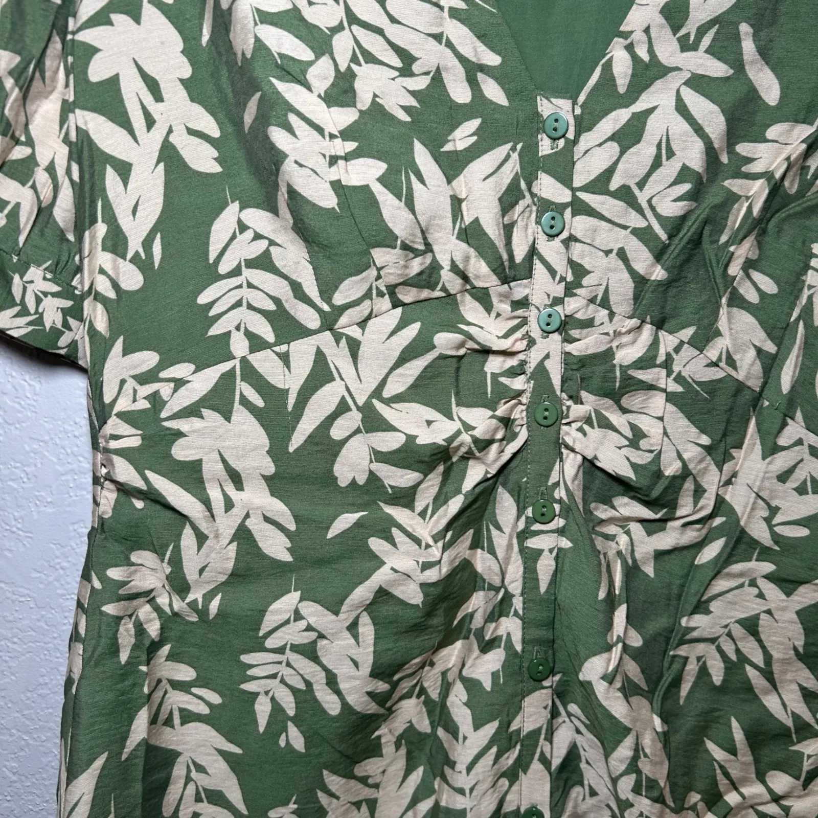 Ba&sh Tais Botanical Print Mini Dress green Women's 8 resort Tropical summer - Image 3