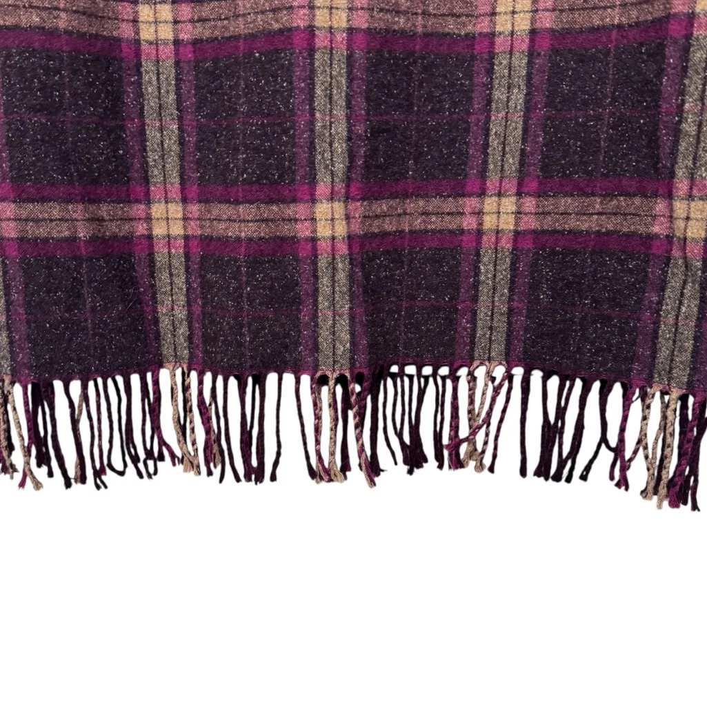 NORTON MCNAUGHTON VINTAGE WOOL BLEND PLAID FRINGE MIDI SKIRT SZ 14 Gray - Image 4