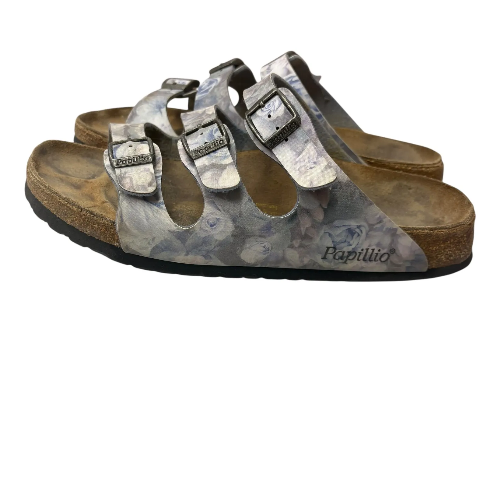 Papillio by Birkenstock Women's Florida Silky Rose Blue 3 Straps Distressed‎ L10 Gray Size 10 - Image 6