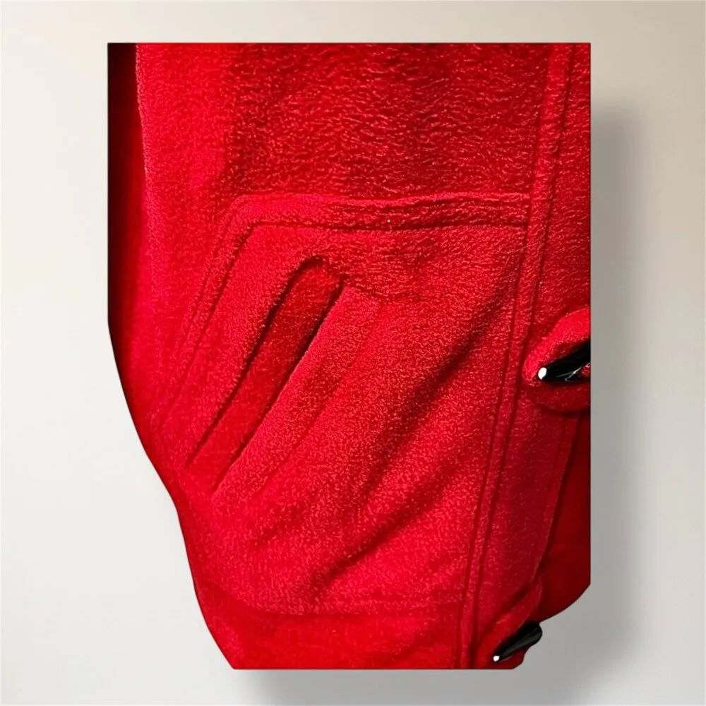 Dressbarn L Red Fleece Toggle Button Jacket Mock Neck Pockets Cozy Outerwear - Image 7