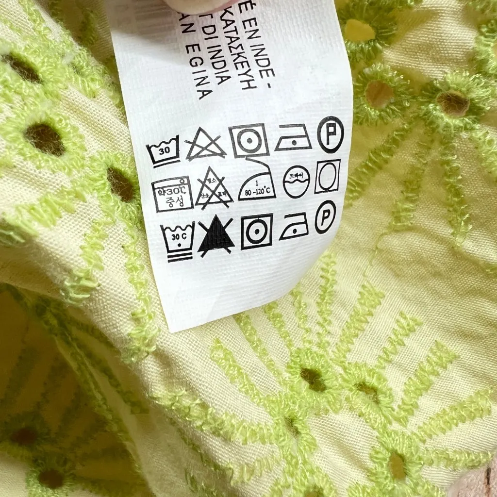 Zara Embroidered Openwork Puff Sleeve Peplum Top Size Small - Image 13