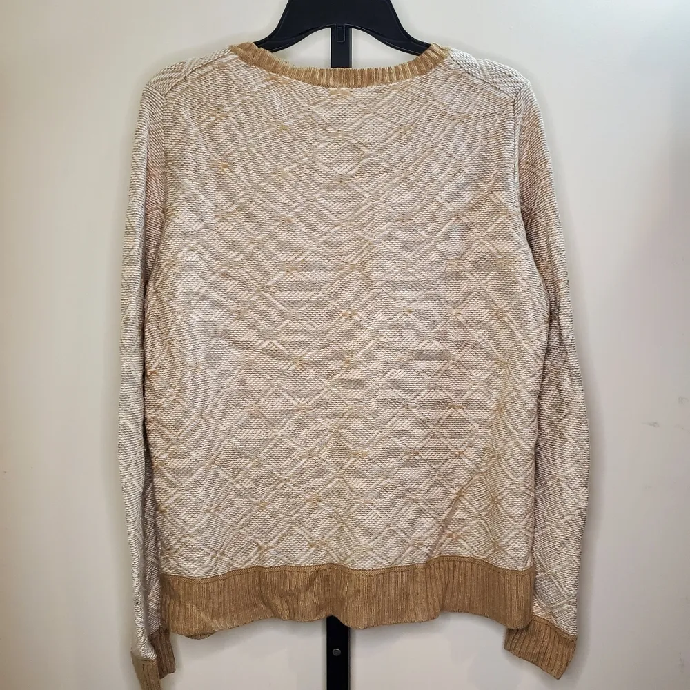 J Crew Factory Diamond Print Tan Sweater Medium - Image 10