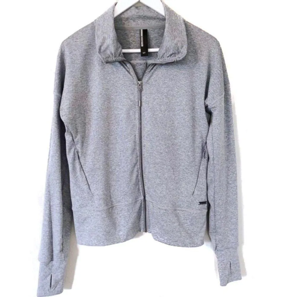 Mondetta Athletic Workout Athleisure Yoga Solid Gray Full Zip Up Jacket Coat - Image 6