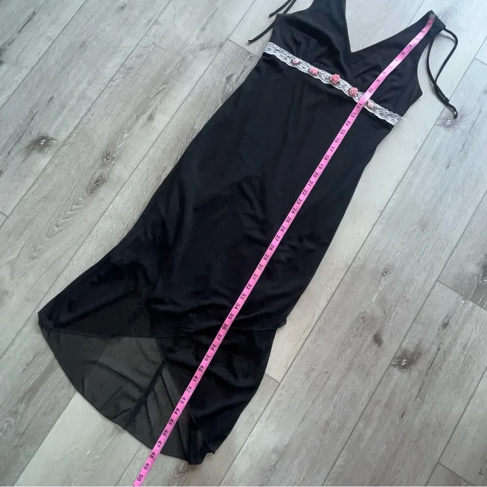 Black Ruby Rox Vintage Y2K Lace Floral Coquette Long Asymmetrical Dress L - Image 7