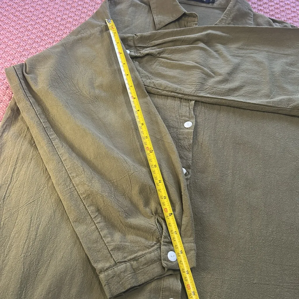 GGUHHU Dress Women size M green. Shirt Button 100% Cotton Green Size M - Image 10