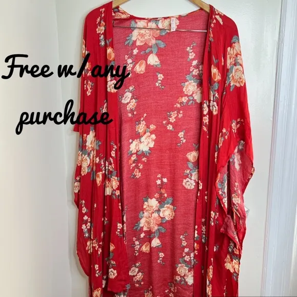 Xhilaration Kimono Robe Cover Up Floral Print Size Xl/XXL Rayon Boho Beachy - Image 2