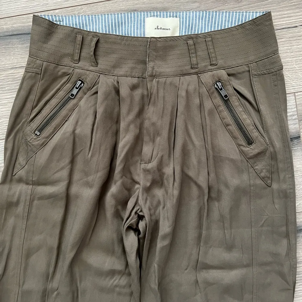 Anthropologie Elevenses Snap Cuff Jogger Trousers | Olive Green | Small - Image 4